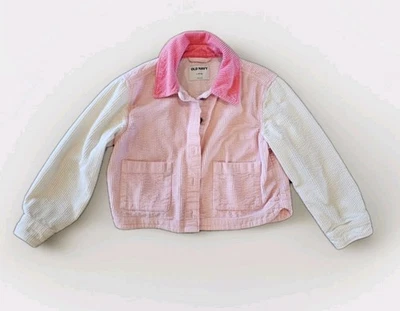 Chaqueta con botones rosa azul marino antigua para niñas talla (10-12) 100 % algodón Foto 1 de 4