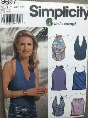 Simplicity 9697 Misses Tops Summer Halter 6 Made Easy Pattern Size HH 6 8 10 12 - Image 1 of 3
