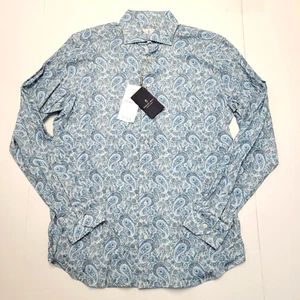 278 $ neu EMANUEL BERG Jersey Stretch Shirt Herren Medium 15,5 EU 40 blau Paisley - Bild 1 von 7