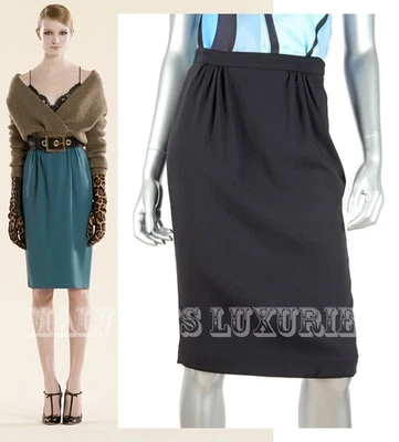 FALDA LÁPIZ GUCCI NEGRA ELÁSTICA CADY PLISADA $750 talla IT 42 US 6 Foto 1 de 4