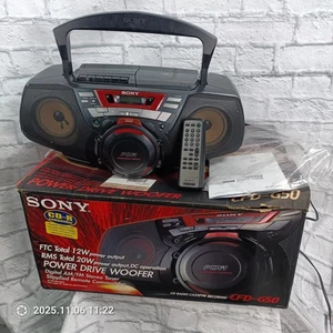 Sony CFD-G50 Boombox CD Radio Cassette Grabadora Negro PDW Woofer AM/FM Control Remoto - Imagen 1 de 15