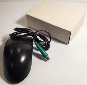 Vintage Black Color Wired Cable PS/2 Mouse 2 Button Track Ball M-S48a Works - Picture 1 of 9