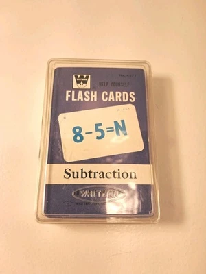 Resta de tarjetas flash matemáticas Whitman de colección, 44 cartas en total, instrucciones y estuche Foto 1 de 4