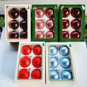 6er Set Weihnachten von Krebs Glas Ornament Kugeln mit Goldkronen 3" SIE WÄHLEN - Bild 1 von 41