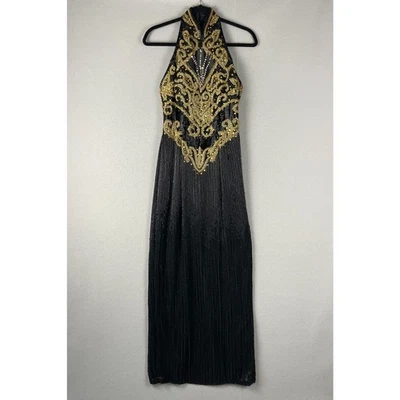 Vintage Lillie Rubin Beaded Silk Formal Dress Gown Womens 6 Sequin Glam Evening - Image 1 of 4