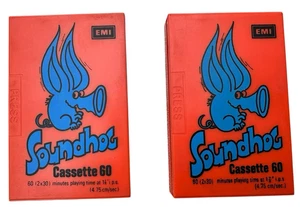 Vintage EMI Soundhog Cassette 60 audiocassette nastri x 2 Made in UK - Foto 1 di 4