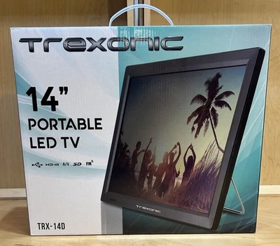 🔥Trexonic Portable Rechargeable 14" LED TV HDMI USB VGA Built-in Digital Tuner  - Image 1 of 4