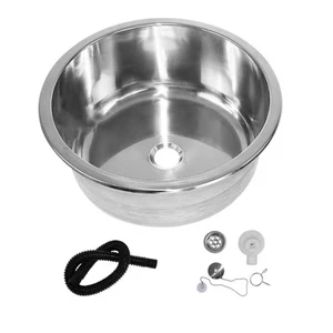 Stainless Steels Round Kitchen Sinks Dishwashing Pool Hand Wash Basin Sink - Picture 1 of 8