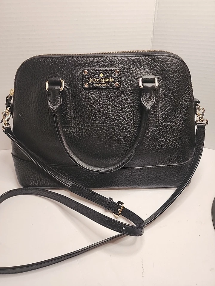 Bolso Bandolera Kate Spade Cuero Guijarro Negro Cúpula Cartera Cremallera Superior Foto 1 de 4