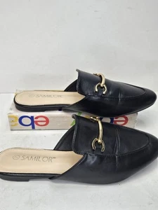 Samilor schwarze Pantoletten Gr. 7 Slipper flache Schuhe spitz zulaufend - Bild 1 von 6