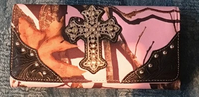 Cartera sin asas Realtree camuflaje y cruz rosa damas estrás “LEER” Foto 1 de 4