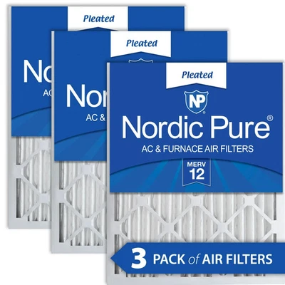 Nordic Pure 20x20x2 Pleated MERV 12 Air Filters 3 Pack (847G) - Image 1 of 4