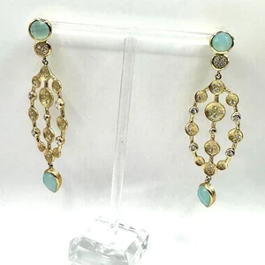 Melinda Maria Savannah Earring Drop Dangle MM Gold plated Green Chandelier - Picture 1 of 10