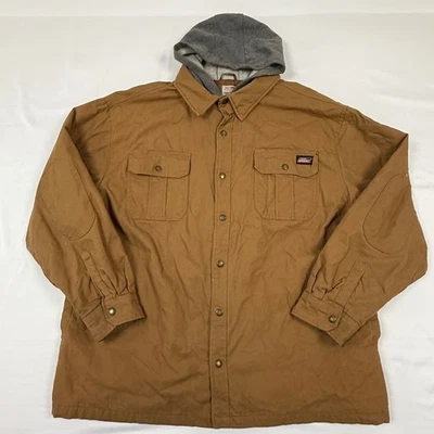 Dickies Mens 3XL Brown Duck Canvas Quilted Lined Hooded Work Shacket Chore - Image 1 of 4