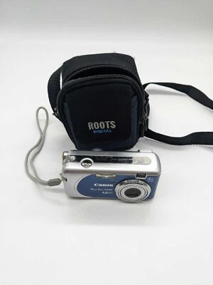 Blue Canon PowerShot A430 Digital Camera Powers on (Lens Error) Read Description - Image 1 of 4