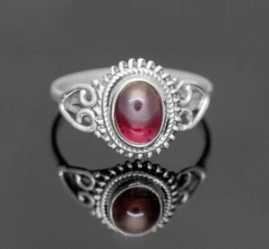 Anillo de piedras preciosas ovalado granate rojo plata esterlina 925 para damas en caja joyería - Imagen 1 de 6