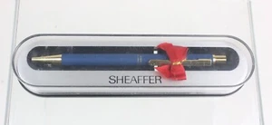 Vintage Sheaffer Blue With Gold Trim Blue Ballpoint Pen With Original Case - Picture 1 of 12