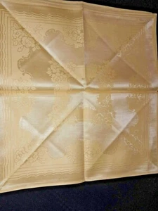 4 gelbe Blumen Leinen Doppel Damast Servietten 15 1/2" x 16" Neu - Bild 1 von 5