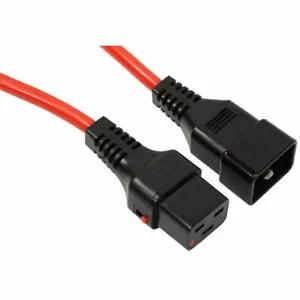 Stromverlängerungskabel IEC C20 Stecker auf IEC C19 Buchse Schloss rot 2m 2 Meter - Bild 1 von 1