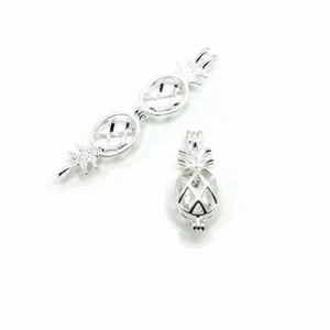 4 or 20 BULK Silver Plated Pineapple Bead Diffuser Locket - US Seller - SL1075 - Picture 1 of 5