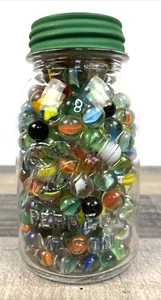 Ball Perfect Mason Jar With 3 lbs. Of Vintage Marble & Shooters MS13 - Picture 1 of 6