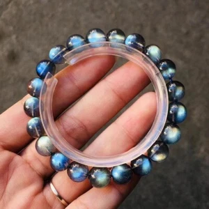 Bracciali in Labradorite Naturale Potenti Braccialetto di Cristalli Rotondi Perline 9mm - Foto 1 di 5