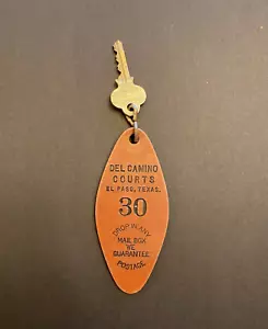 Del Camino Courts El Paso Texas Motel Key & Fob Room #30 - Picture 1 of 2