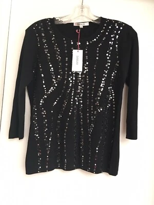 Loulou Chevron Jersey Punto Negro Con Secuencia Talla XL Foto 1 de 2