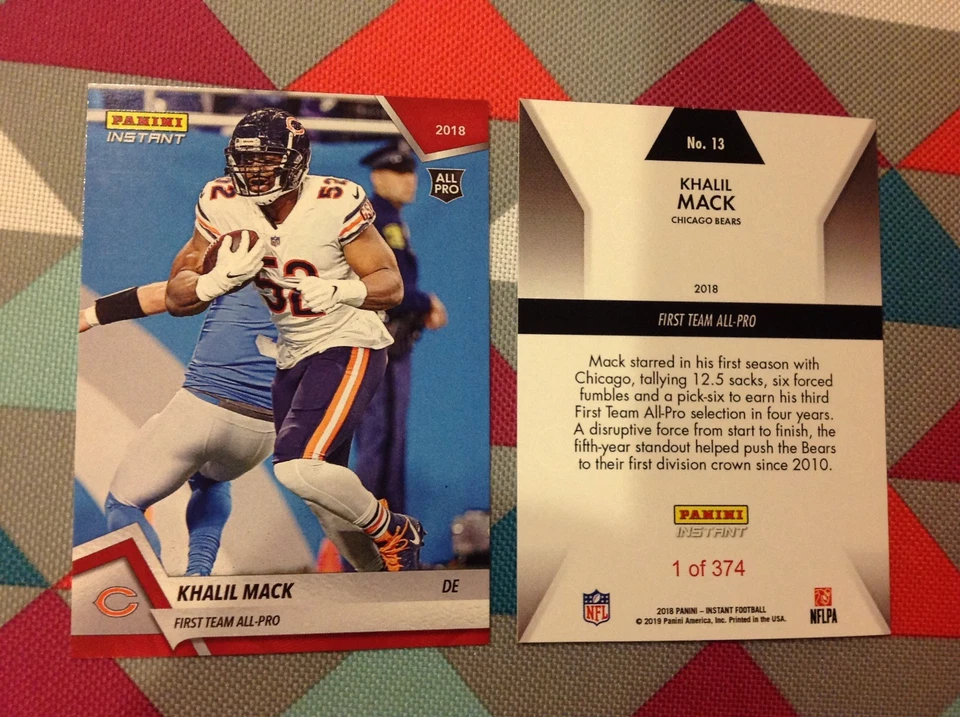 Khalil Mack #13 Bears MVP 2018 / 2019 Panini Instant Red First Team All-Pro - Image 1 of 1