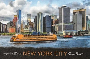 Postcard New York City Staten Island Ferry Boat Leaving Manhattan MINT - Picture 1 of 1