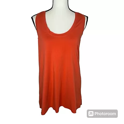 Camiseta sin mangas elástica Cabi roja naranja espalda deportiva talla pequeña para mujer Foto 1 de 4