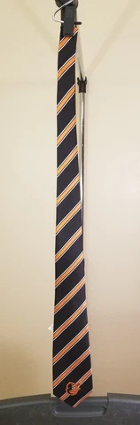 Baltimore Orioles MLB Classic Black & Orange Striped Team Logo Neck Tie Cover