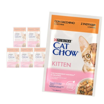 Purina Cat Chow Kitten 6x85g Feuchtfutter für Kätzchen Pute Zucchini in Gelee