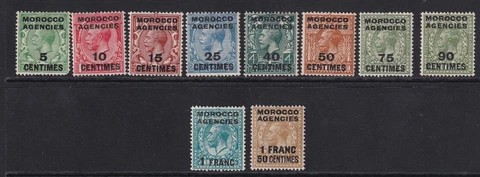 Morocco Agencies French Currency 1925 SG202-211 set Mounted mint Cover