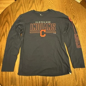 Cleveland Indian’s Fanatics Longsleeve T-Shirt Men’s Large Blue Upcycled - Picture 1 of 5