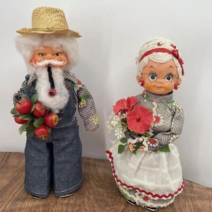 Lot Of 2 Dolls VINTAGE HANDMADE Mr & Mrs FARMER Grandma Grandpa Figures RARE - Picture 1 of 8