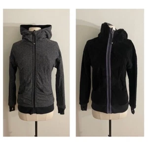Felpa con cappuccio reversibile Lululemon Luscious Giant Herringbone nera abbraccio donna 4 - Foto 1 di 11