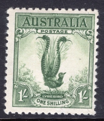 1/- pájaro lira grande verde Australia 1932 MNH Foto 1 de 2