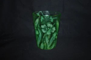 RARE VICTORIAN NORTHWOOD GREEN OPALESCENT DAFFODIL TUMBLER C1903 - Picture 1 of 5