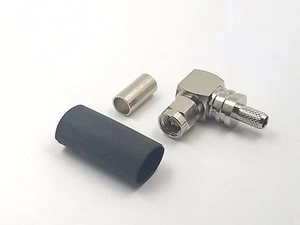10pcs RF Connector SMA Male Crimp Right Angle Teflon Insulation Gold Pin - Picture 1 of 8
