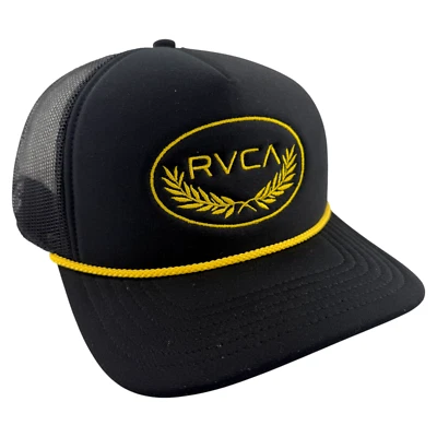 Gorra ajustable RVCA Gold Crest Logo Cuerda Ajuste Profundo Espuma Camionero Snapback Foto 1 de 4