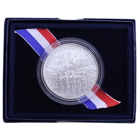 2002 W West Point Bicentennial BU Commem 90% Silver Dollar in Box COA Cover