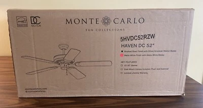 Ventilador de techo 5 aspas Monte Carlo-5HVDC52RZW 52" solo ventilador sin luz Foto 1 de 2