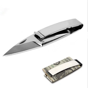 Mens Money Clip Folding Slim Stainless Steel EDC Tool Silver Black Cash Holder - Picture 1 of 7