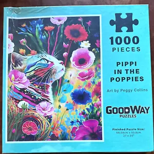 Pippi in the Poppies NEW 1000 pc Puzzle Colorful Poppies Pretty Colorful Cat - Picture 1 of 12
