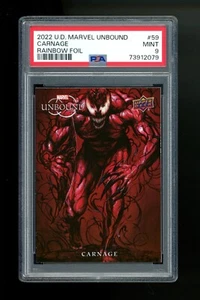 Cubierta superior Marvel Unbound Carnage Rainbow Foil 2022 clasificación PSA 9 envío gratuito - Imagen 1 de 2