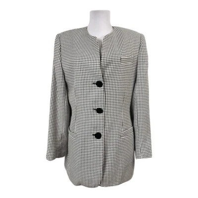 Chaqueta Blazer Para Mujer Gloria Vanderbilt Vintage Pata de Gallo Talla 10 Forrada L/S Foto 1 de 4
