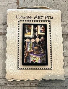 Vtg SUSAN CHAUVET Collectible Art Pin The Table Top Series NEW - Picture 1 of 3
