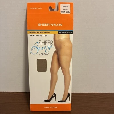 Pantimedias Sheer Breeze de Gildan talla Queen de nailon transparente beige Foto 1 de 4