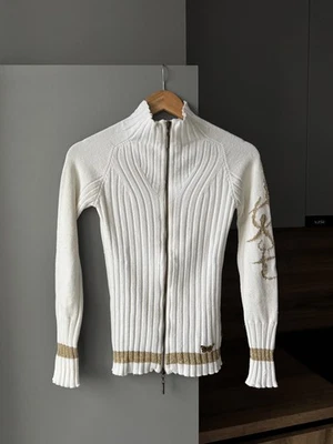 Cárdigan Vintage Just Cavalli Tejido Logo Bordado Cremallera Talla 40 Foto 1 de 4